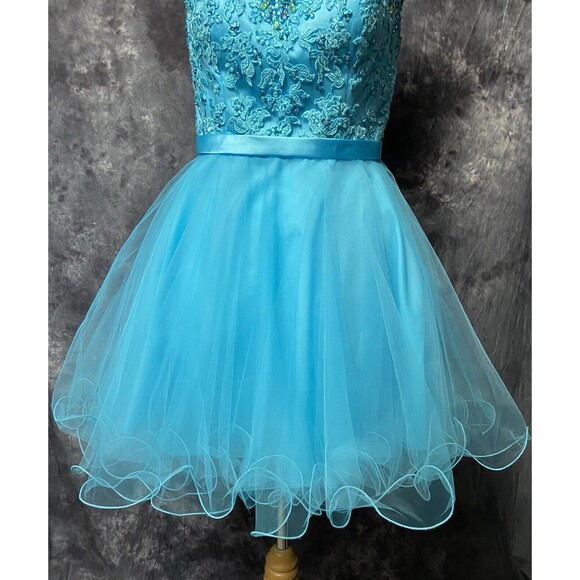 Morilee NWT Size 10 Beaded Lace Keyhole Dress #9335 Freeze Blue Homecoming $290 - Picture 6 of 16
